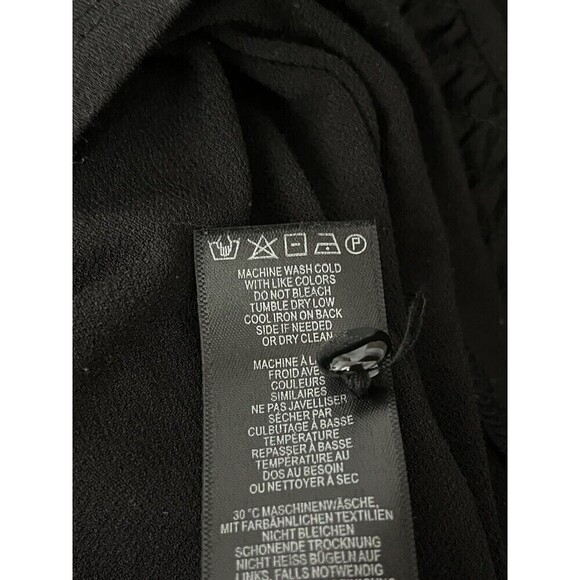 Adrianna Papell Black Smocked Crepe Blouse M – Goth Grunge Boho Dark Feminine - Picture 7 of 11